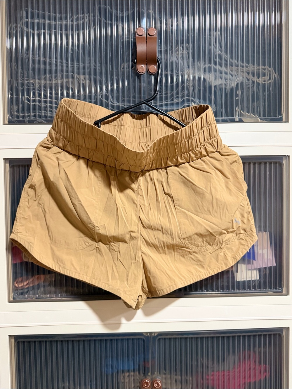 Light Brown Women's Elastic Waist Active Shorts